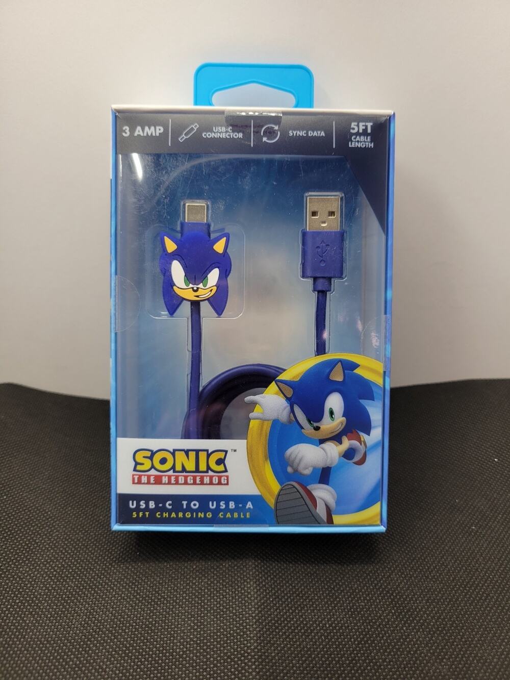 Sonic The Hedgehog USB-C to USB-A Charging Cable 5FT 3A Data Sync New Sealed